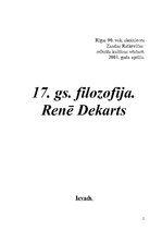 Реферат '17.gadsimta filosofija. Renē Dekarts', 1.