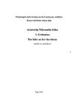 Реферат 'Aristoteļa "Nikomaha ētika". 1.grāmatas analīze un secinājumi', 1.