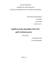 Реферат 'Izglītība Latvijas Republikā 1918.-1934.gadā: tiesiskais pamats', 1.