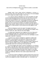 Эссе 'Does artificial intelligence help or harm efforts to create a sustainable future', 1.