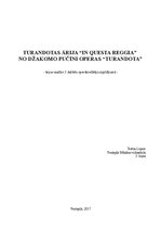 Конспект 'Turandotas ārija "In questa reggia" no Džakomo Pučīni operas "Turandota". Ārijas', 1.
